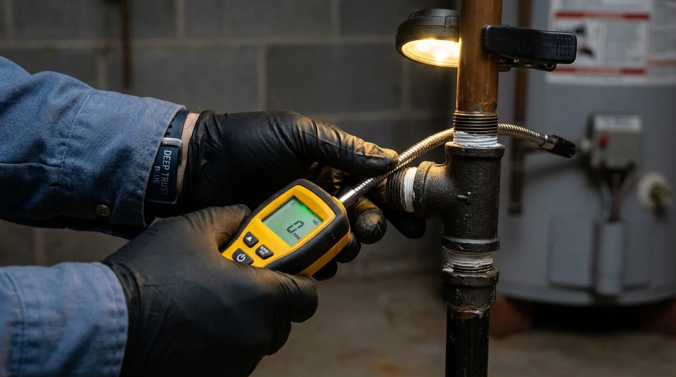 Gas leak detection with electronic sniffer by Johns Plumbing LLC in Kendall Park