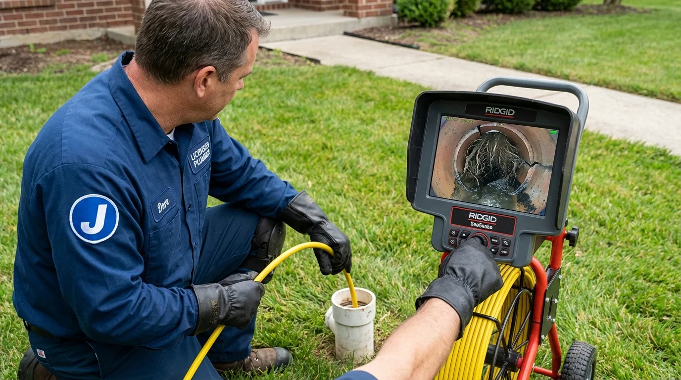 Sewer camera inspection being performed by Johns Plumbing LLC in Kendall Park